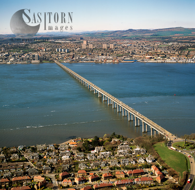 Tay Road Bridges & Dundee in distance, Firth of Tay, Scotland