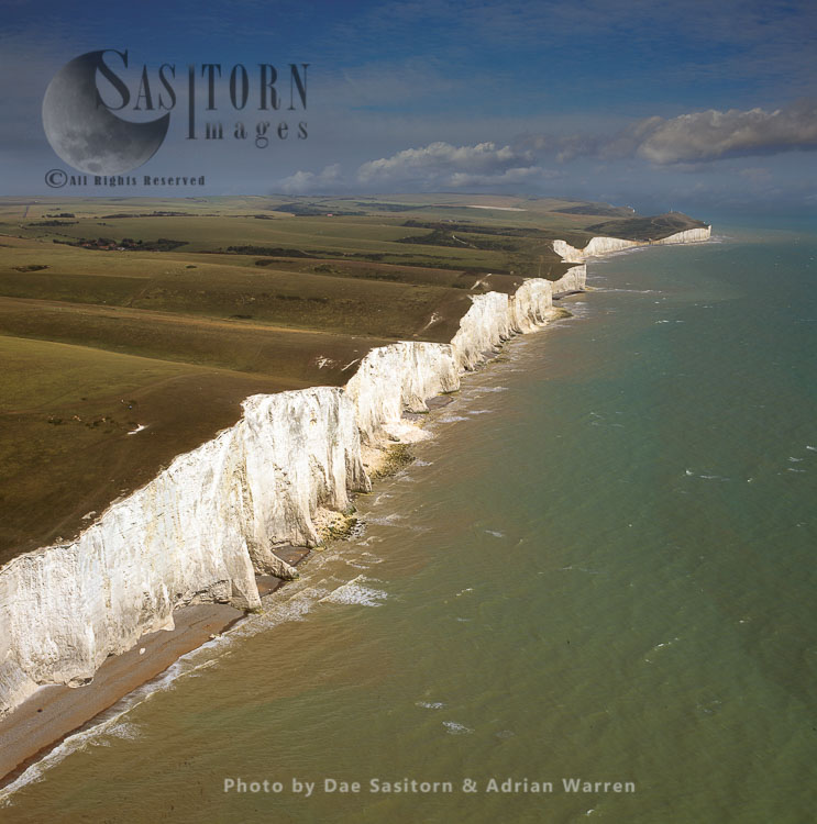 White Cliffs near Seven Sisters looking east towards Belle tout Lighthouse, East Sussex