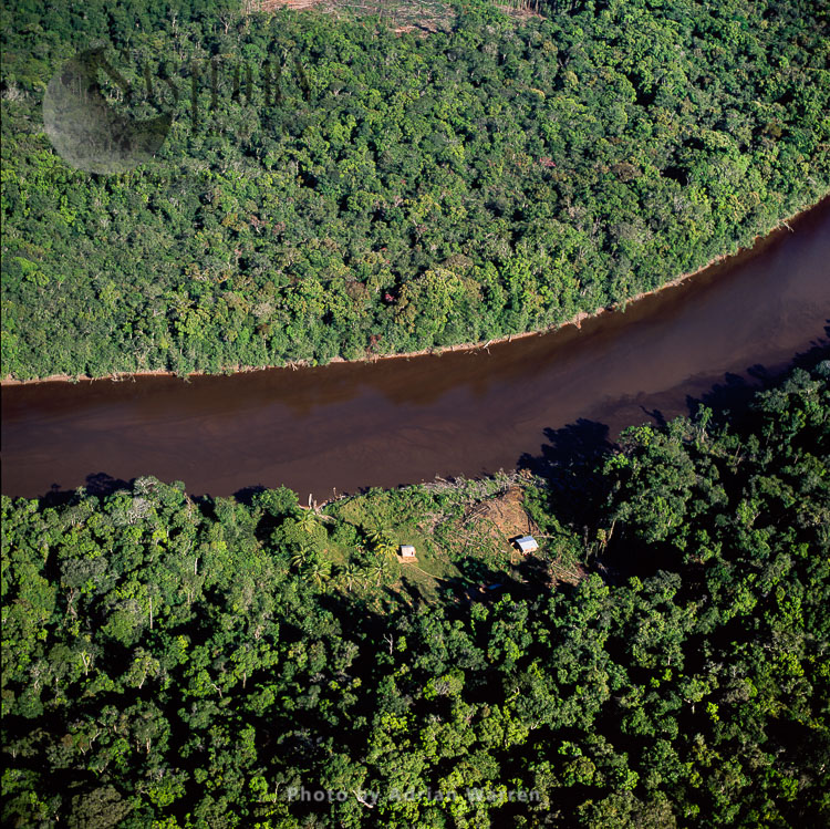 Mining Camp on the bank of Mazaruni River, just west of Kokadai, Guyana