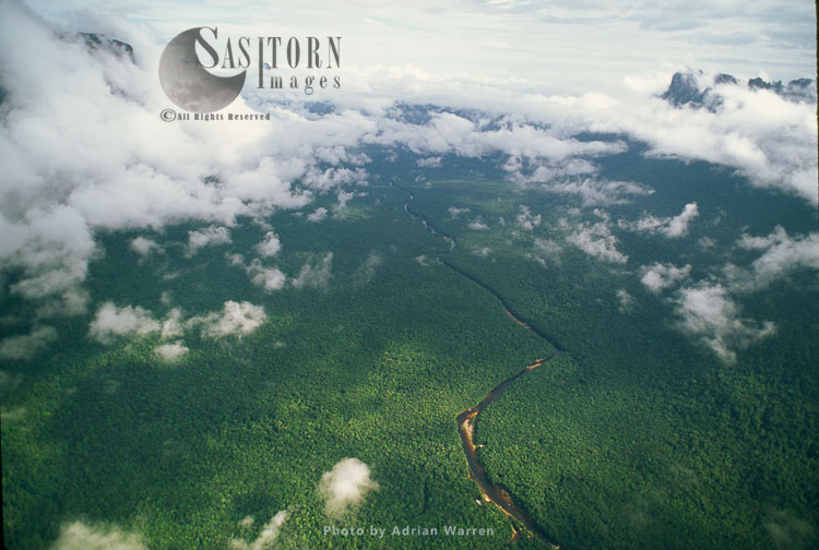 Churun Gorge with forest and river Churun, Near Auyantepui, Venezuela, South America