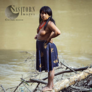 Waorani Indians, a woman, Rio Cononaco, Ecuador, 1983 