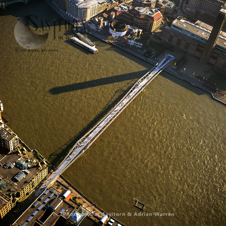 London Millennium Footbridge, a steel suspension bridge for pedestrians crossing the River Thames, London