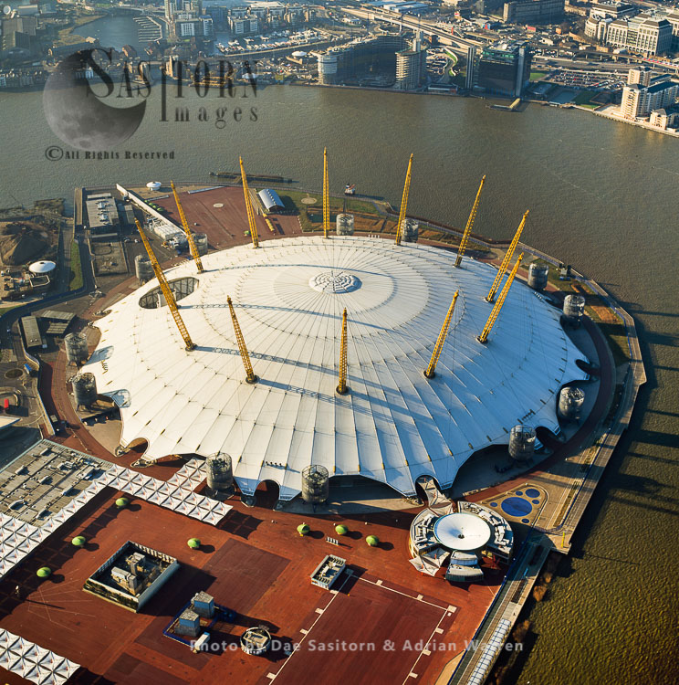 Former the Millennium Dome, used to house the Millennium Experience now a key exterior feature of The O2, Greenwich, London