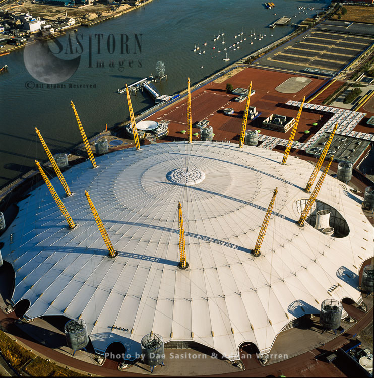 Former the Millennium Dome, used to house the Millennium Experience now a key exterior feature of The O2, Greenwich, London