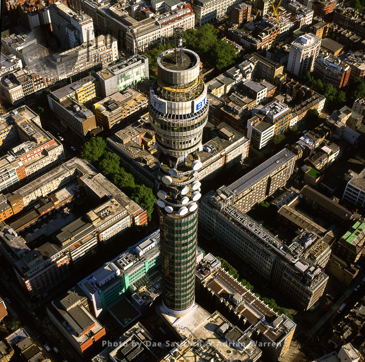 The BT Tower, a communications tower, Fitzrovia, London