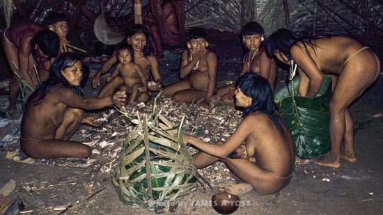 Waorani Indians: Preparations for the aemae are primarily a time for socializing, Gabado, 1974, Ecuador