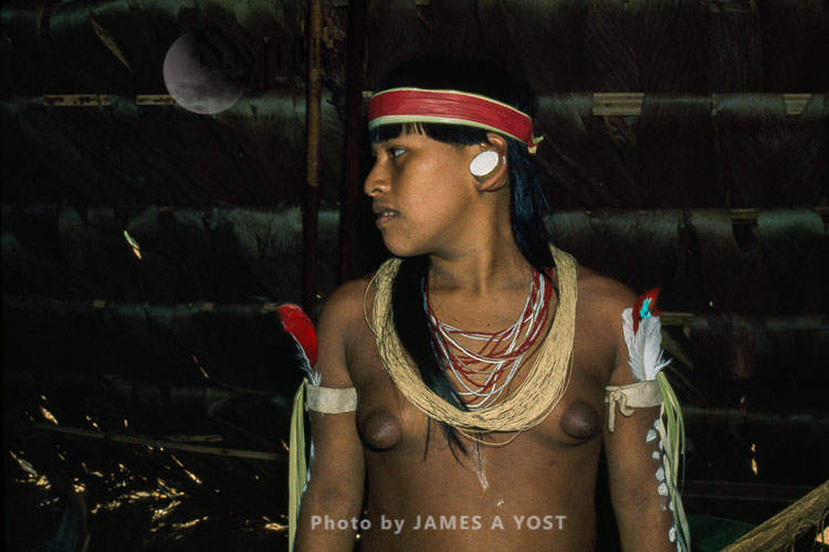 Waorani Indians: For generations, the Waorani sought trade goods like beads, usually raiding to obtain them, Gabado, 1974, Ecuador