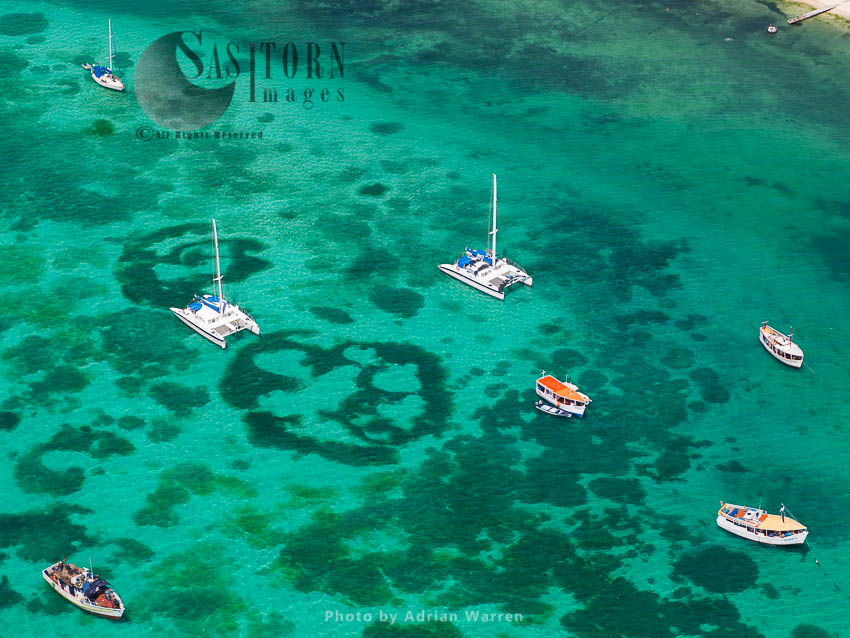 Boats at Gran Roque island, the main island of Los Roques archipelago, Caribbean Sea, Venezuela