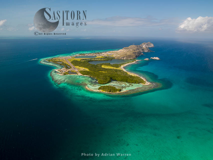 Gran Roque (view from the east), the main island of Los Roques archipelago, Caribbean Sea, Venezuela