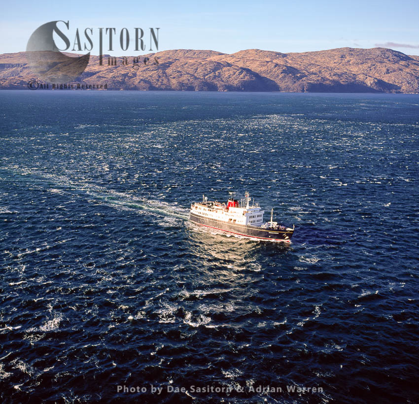 A ferry, Southern tip of the Isle of Lismore, Sound of Mull, Scotland