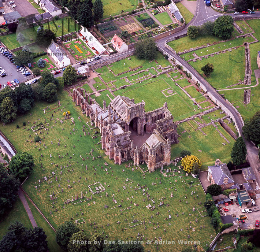 Melrose Abbey, a Gothic-style abbey in Melrose, Lowlands, Scotland