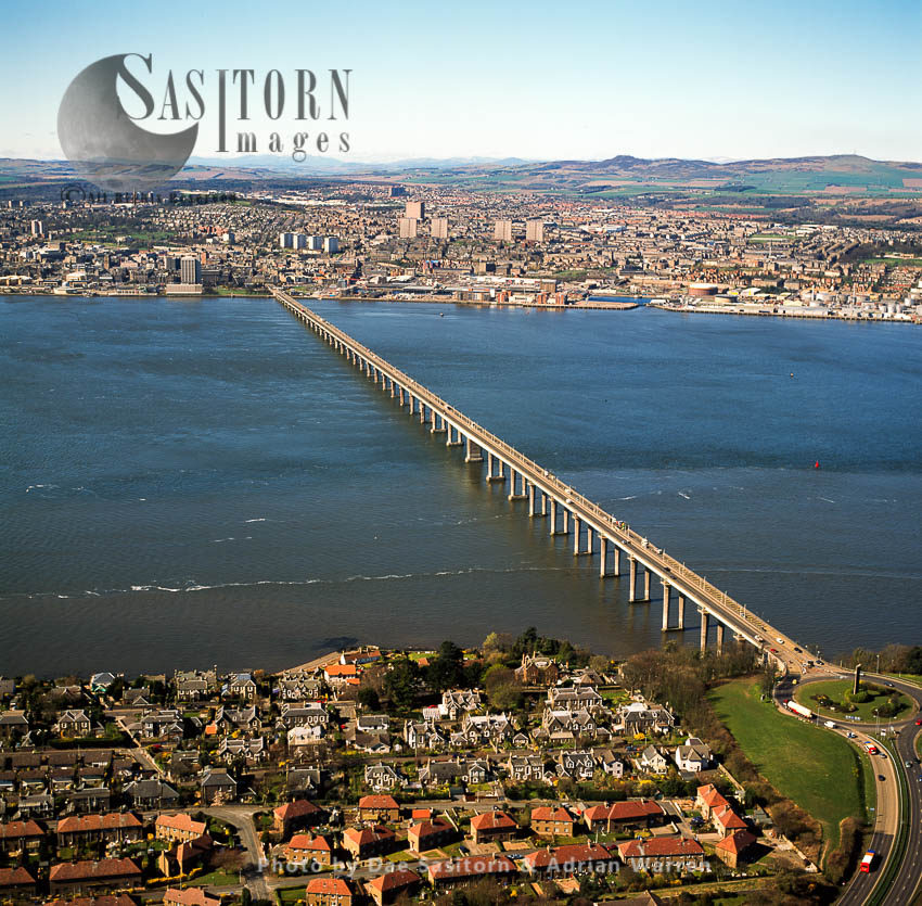 Tay Road Bridges & Dundee in distance, Firth of Tay, Scotland