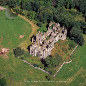 Ury House, a ruined Elizabethan style large mansion, near Stonehaven, Aberdeenshire, North-East coast of Scotland