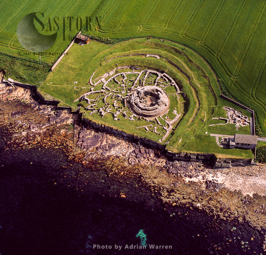 Broch of Gurness, an Iron Age 'broch village' on the northwest coast of Mainland Orkney, overlooking Eynhallow Sound, Orkney Islands, Scotland