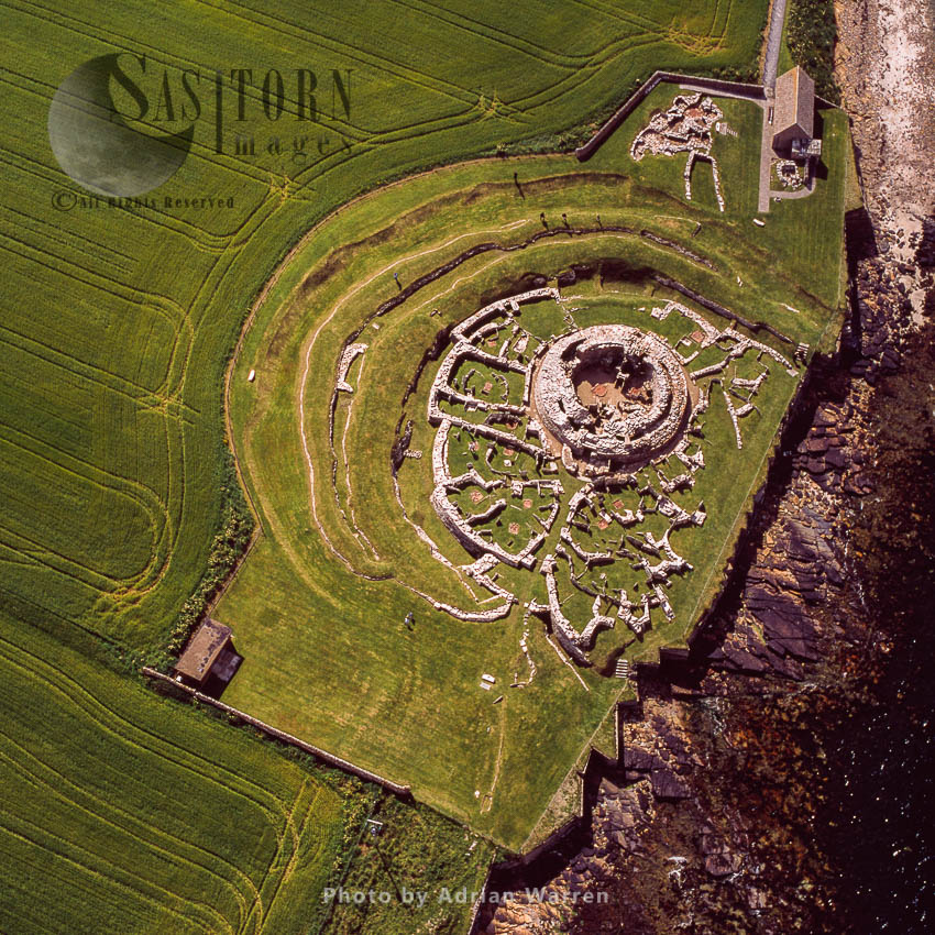 Broch of Gurness, an Iron Age 'broch village' on the northwest coast of Mainland Orkney, overlooking Eynhallow Sound, Orkney Islands, Scotland
