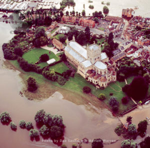 Floods in 2007, Tewkesbury Abbey, Tewkesbury, Gloucestershire, England