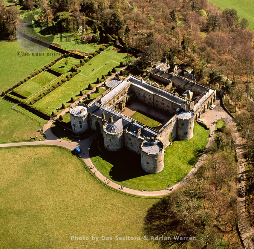 Chirk Castle, Stone quadrangular fortress, 1 m w of Chirk, south of Wrexham,  North Wales