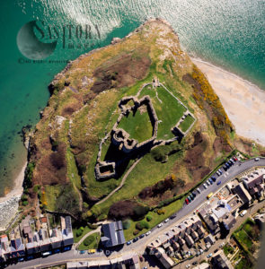 Criccieth Castle, On coast at Criccieth, west of Porthmadog. Stone ruin with twin towered gatehouse on headland., North Wales