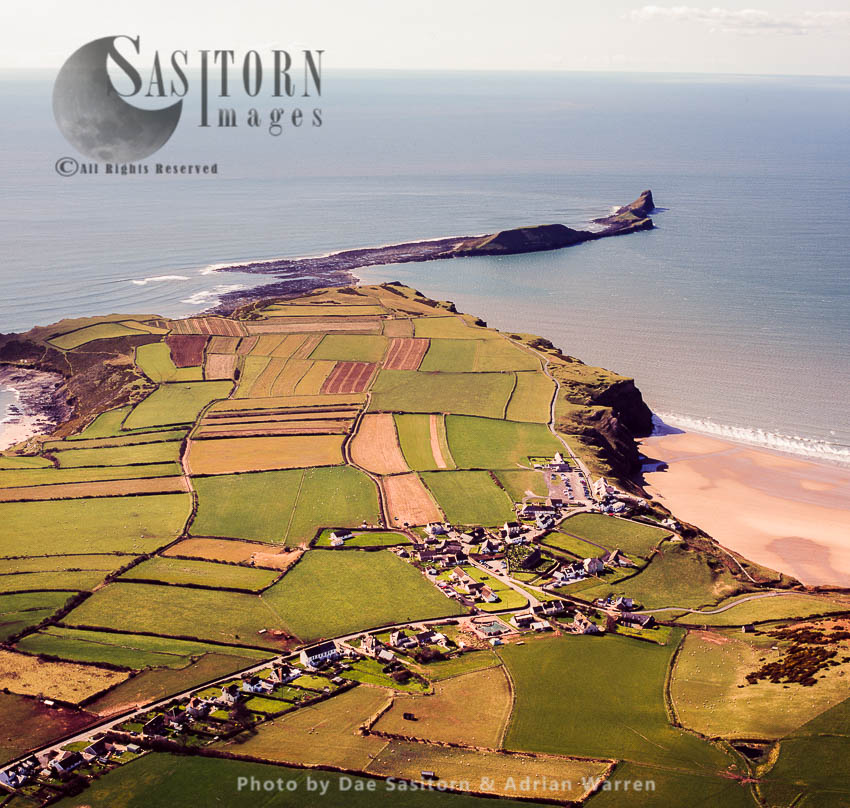 Rhossili with Warm's Head in distance, the Gower Peninsula, South Wales