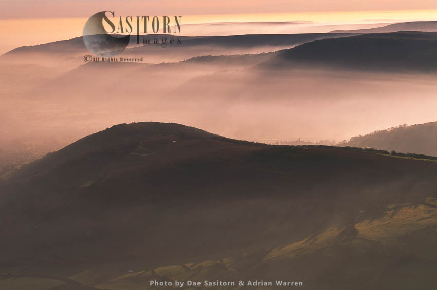 Brecon Beacons National Park, Misty mountain range, South Wales