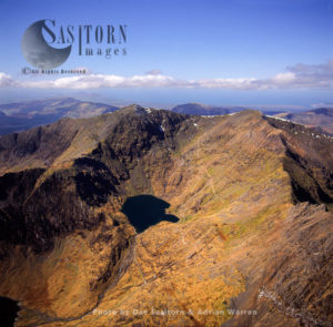 Snowdon, the highest mountain in Wale, 1,085 metres above sea level, Snowdonia National Park in Gwynedd.