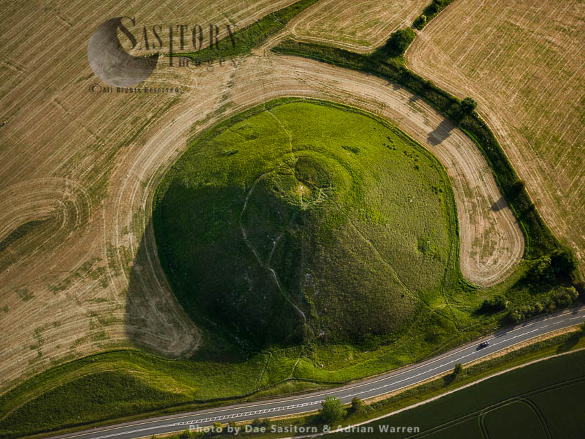 Silbury Hill, a prehistoric artificial chalk mound, Avebury, Wiltshire