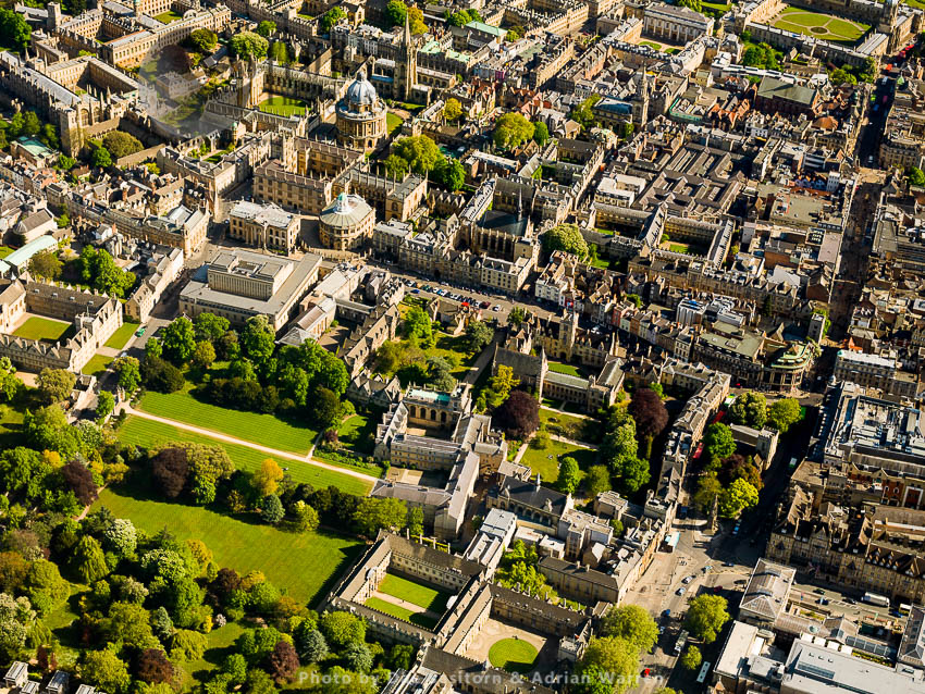 from the North side of Radcliffe Camera, St John's College, Balliol College, Trinity College, Weston Library and Exeter College, University of Oxford, Oxfordshire