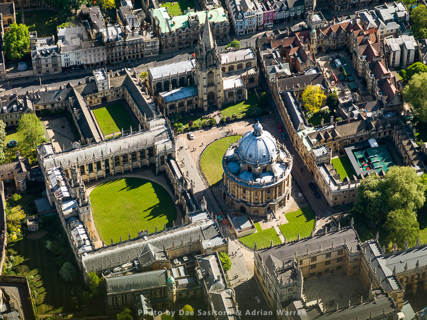 Radcliffe Camera with Codrington Library of All Souls College, University Church of St Mary the Virgin, Brasenose College and Bodleian Library, University of Oxford, Oxfordshire