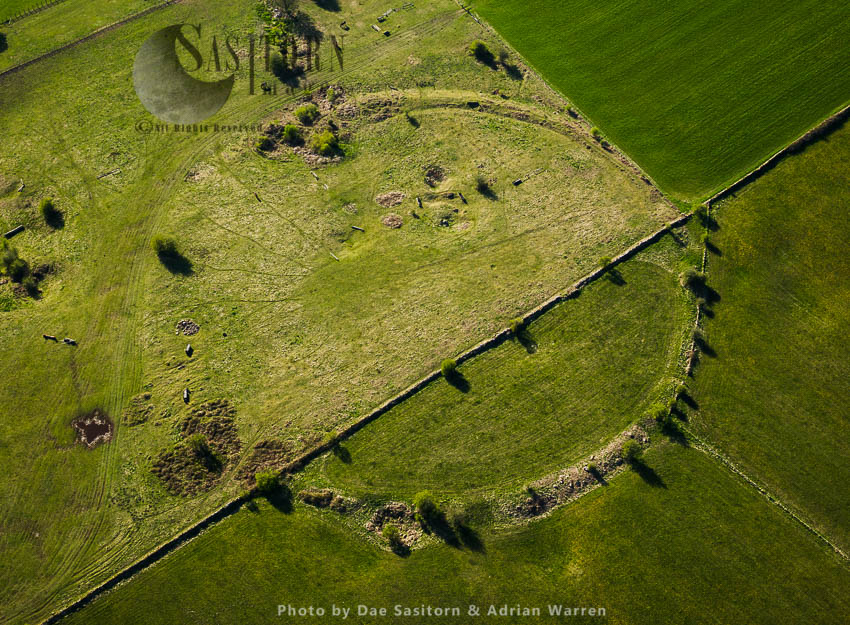 Priddy Circles, a line of four circular earthwork enclosures, Priddy, Somerset (the   first one from the south end is shown in picture, see others in series)