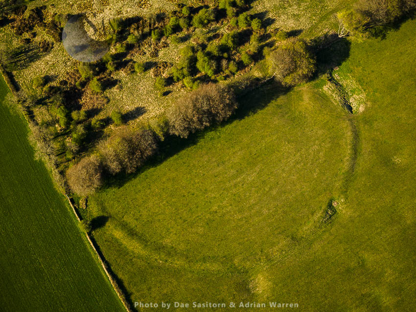 Priddy Circles, a line of four circular earthwork enclosures, Priddy, Somerset (the   second one from the south end is shown in picture, see others in series)