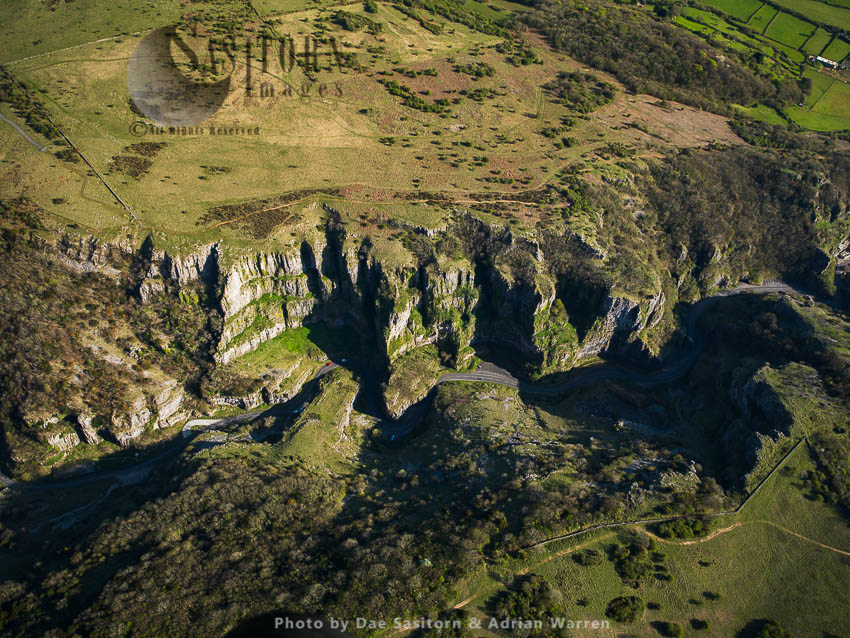 Cheddar Gorge, a limestone gorge in  Mendip Hills, Cheddar, Somerset. Britain’s oldest complete human skeleton, Cheddar Man, found here