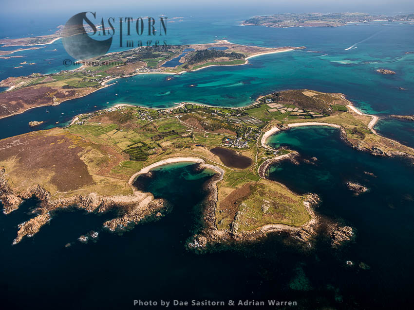 Bryher, with Treco in background, the Isles of Scilly, an archipelago off the Cornish coast, southwest England