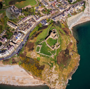 Criccieth Castle, On coast at Criccieth, west of Porthmadog. Stone ruin with twin towered gatehouse on headland, North Wales
