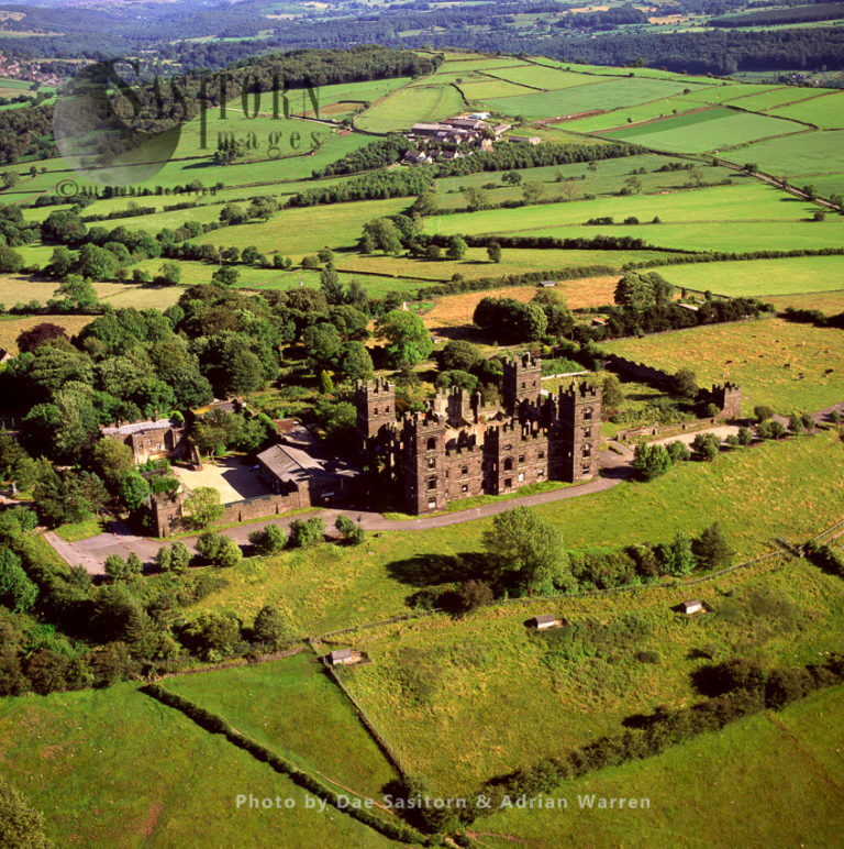 Riber Castle, a 19th-century Grade II listed country house, hamlet of Riber on a hill overlooking Matlock, Derbyshire