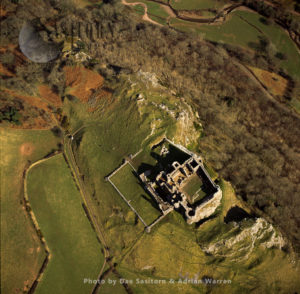 Carreg Cennen Castle, on a limestone precipice, near the river Cennen, Trap, within Brecon Beacons National Park, Carmarthenshire, Wales