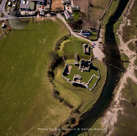 Ogmore Castle, a castle ruin, near Ogmore-by-Sea, south of  Bridgend, Glamorgan, South Wales