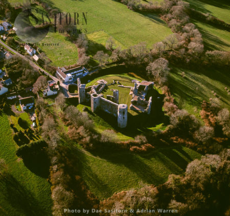 Llawhaden Castle, stands on a hill overlooking the River Cleddau, Llawhaden, Pembrokeshire, South Wales