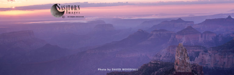 Mist at dawn, Mount Hayden, Grand Canyon National Park from Point Imerial, North Rim, Arizona, USA