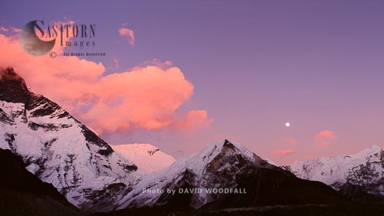 Rising Moon over Island Peak (Imja Tse), Himalayan Mountain range, Sagarmatha National Park, Nepal