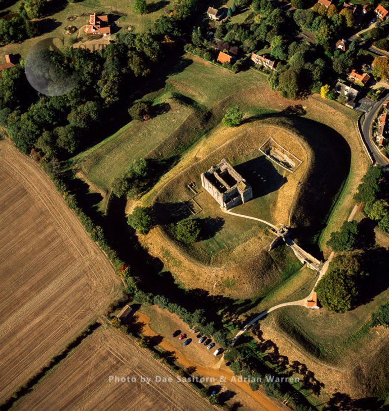 Castle Rising, a ruined medieval fortification in the village of Castle Rising, Norfolk