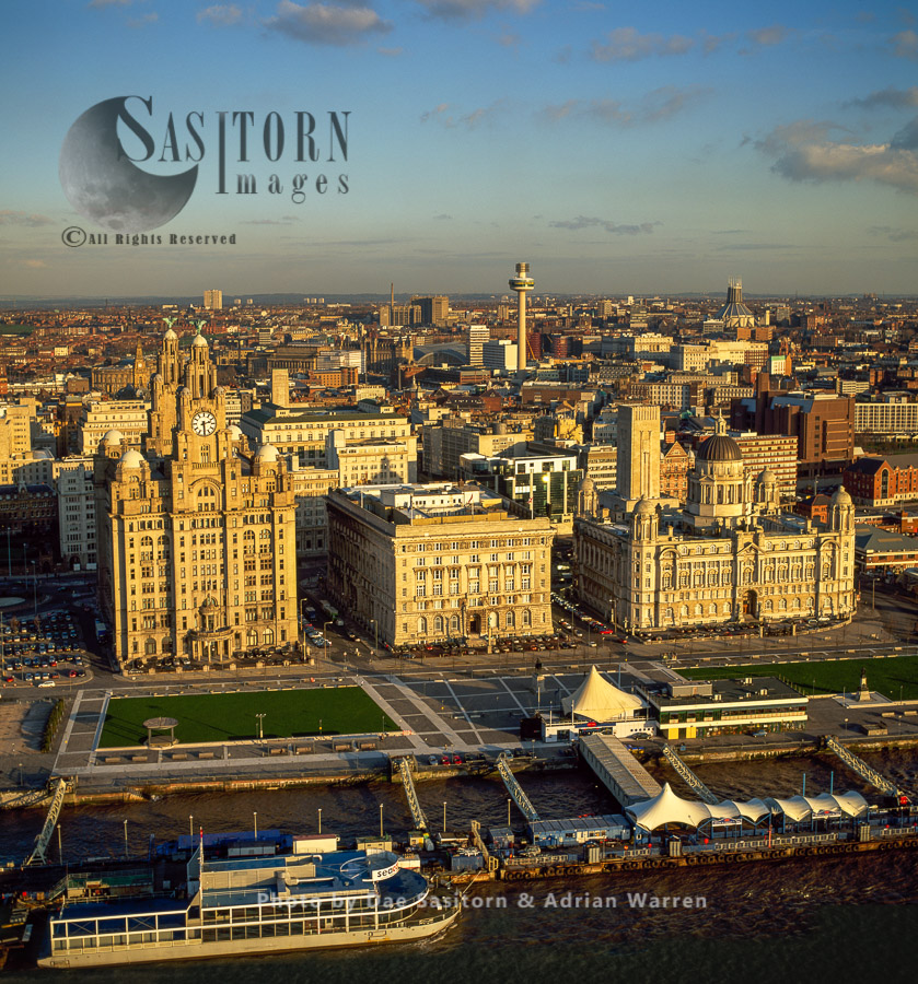 The Three Graces,  Liverpool waterfront, Merseyside, England