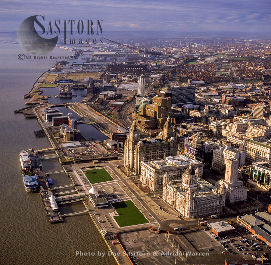 The Three Graces,  Liverpool waterfront, Merseyside, England
