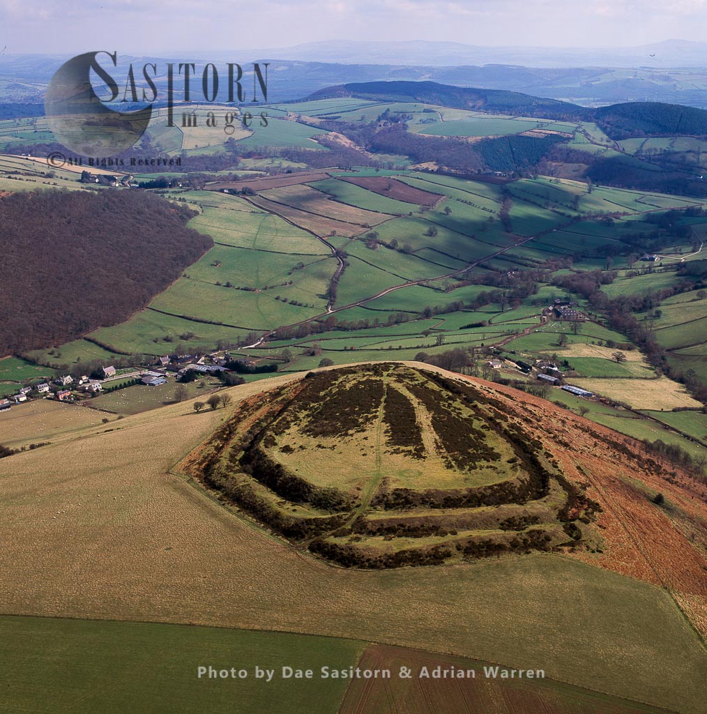 Caer Caradoc Hillfort, an Iron Age hill fort and Scheduled Monument, Chapel Lawn, Shropshire