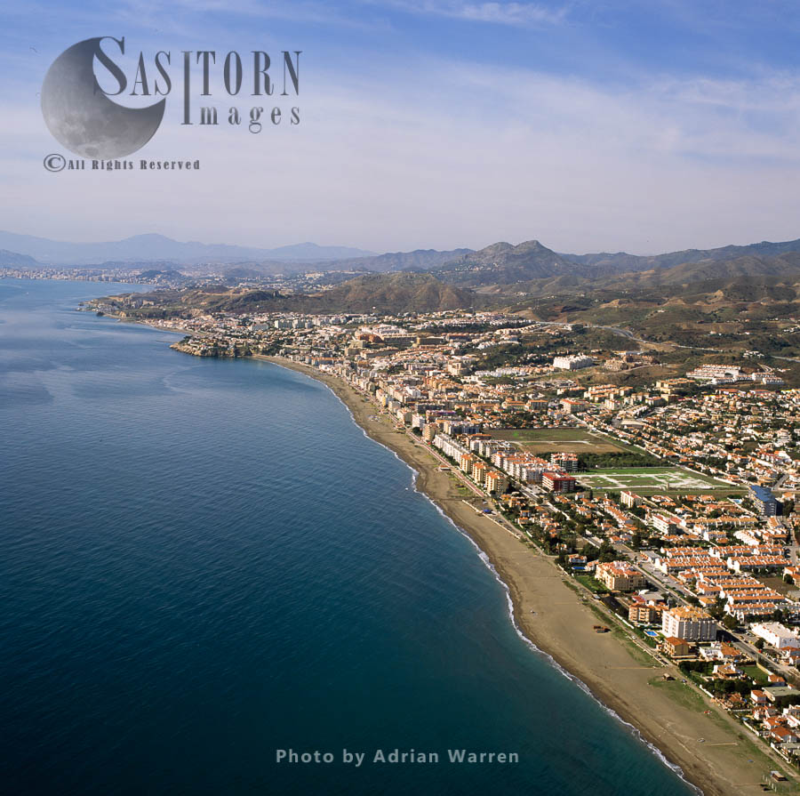 Rincon de la Victoria, looking west along the coastline, Southern Spain