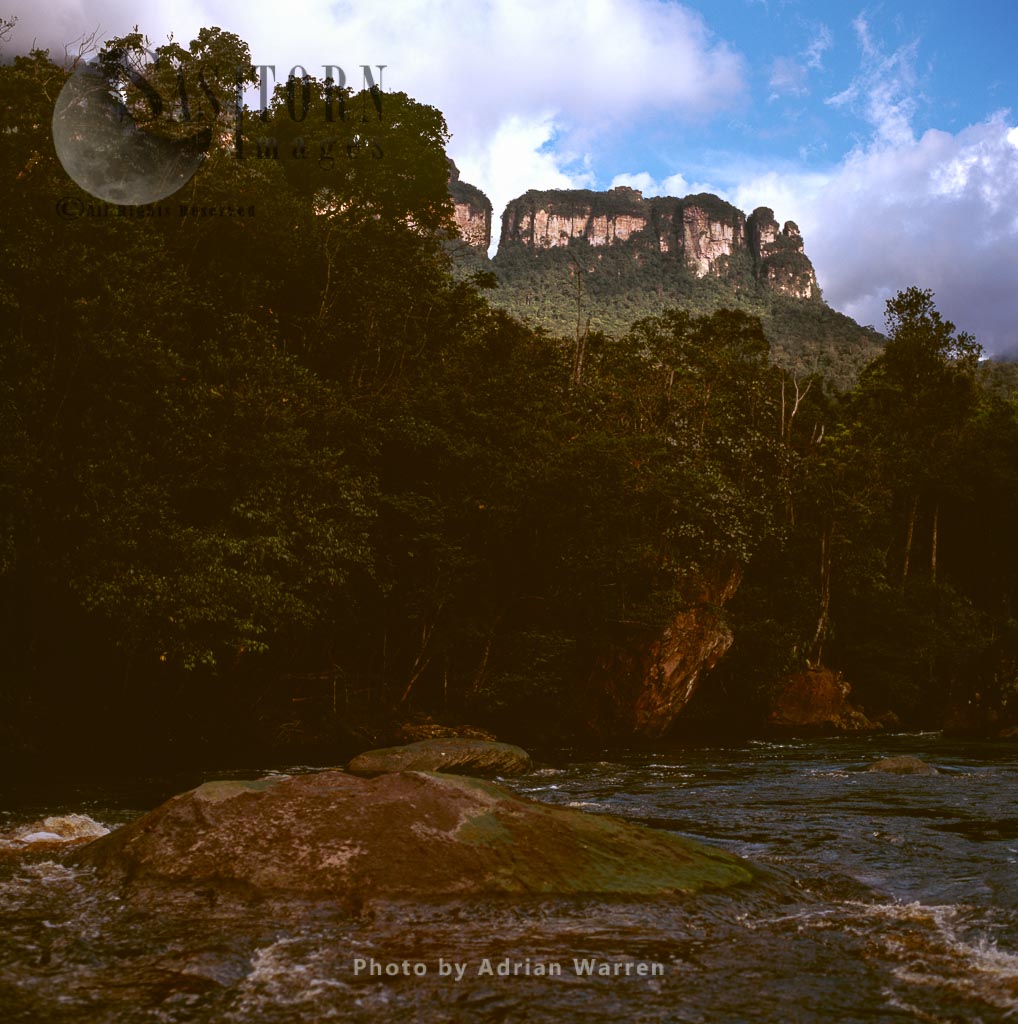 View of Auyantepui, from the Churun River, Tepuis, Canaima National Park, Venezuela