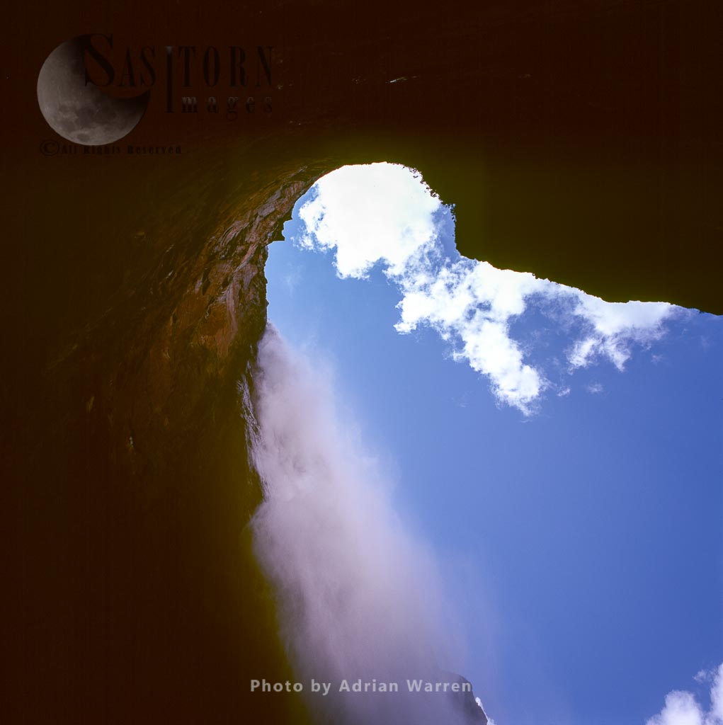 Looking up at Angel Falls from its base, Auyantepui, Canaima National Park,  Venezuela