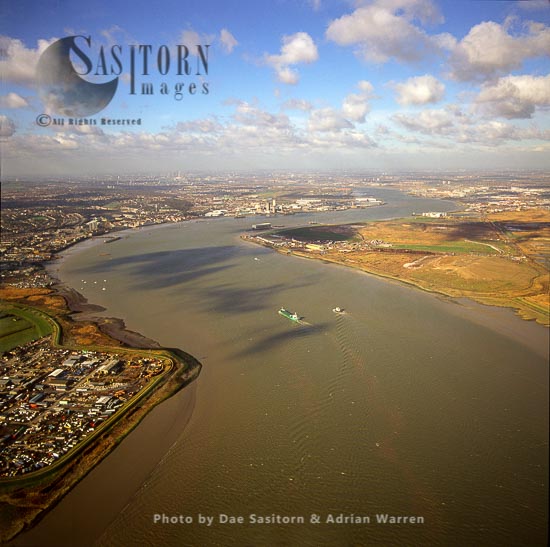 Estuary of the River Thames looking west from Purfleet, essex
