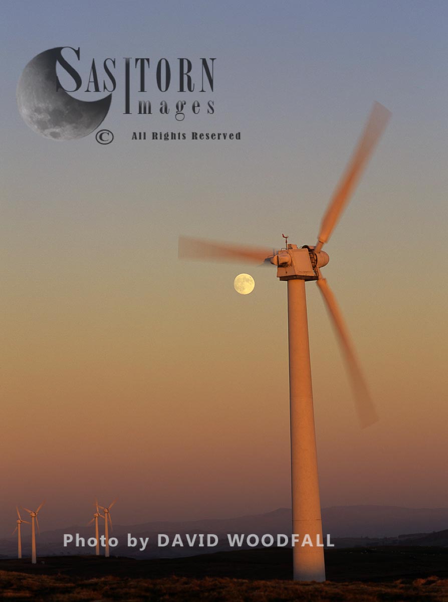 Wind Turbine in Full Moon