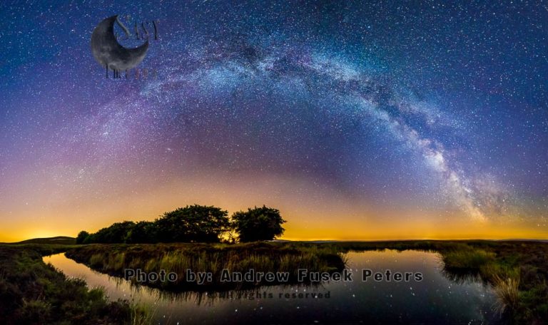 Milky way panorama at Long Mynd