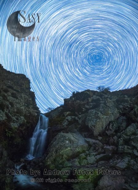 Star trails at Lightspout Waterfall, Long Mynd